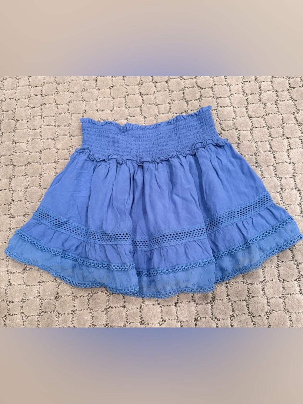 Katie J NYC Tween Blue Tiered Smocked Waist Skirt - Picture 5 of 13